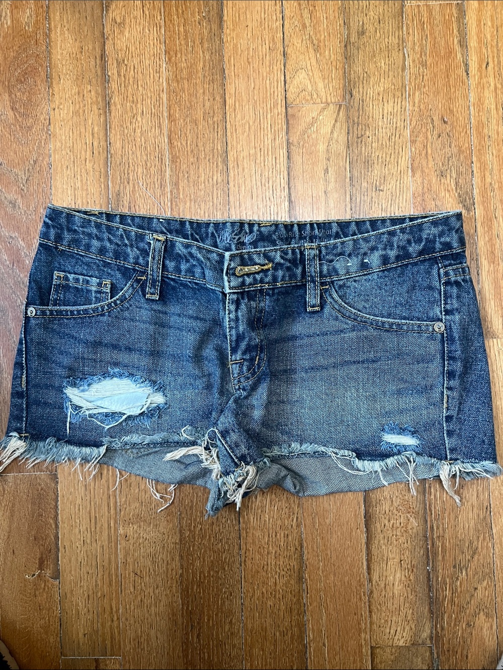 Distressed Dark Blue Denim Jean Shorts for Women
